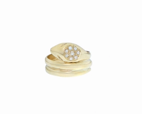 Yellow 9K and diamond snake ring