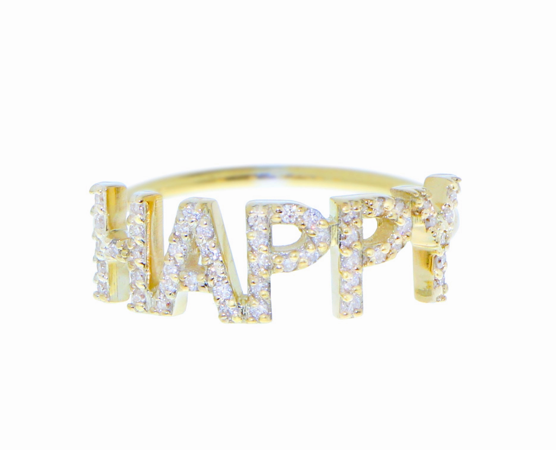 Yellow and rose gold diamond ring with letters