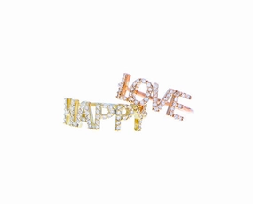 Yellow and rose gold diamond ring with letters