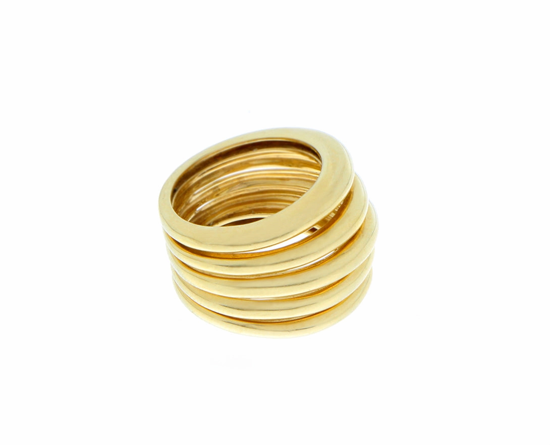 Yellow gold 5 band ring