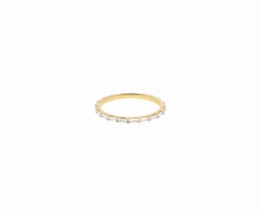 Yellow gold alliance ring baguette diamonds