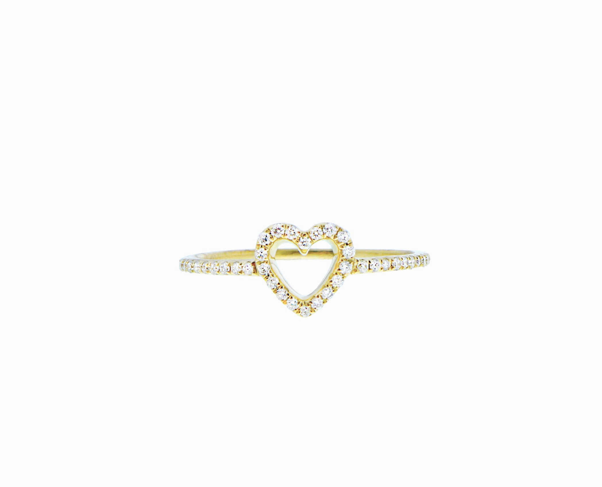 Yellow gold and diamond heart ring