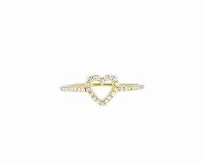 Yellow gold and diamond heart ring