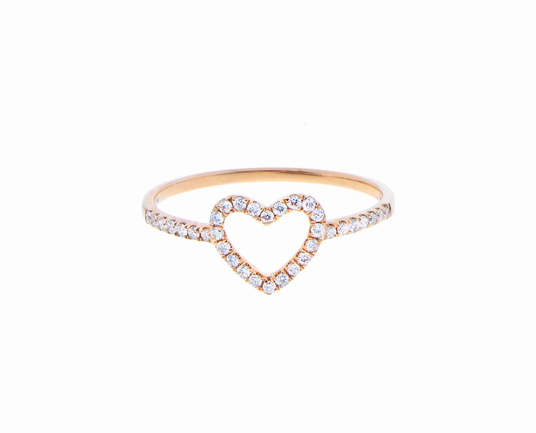 Yellow gold and diamond heart ring