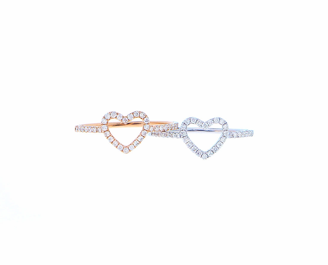 Yellow gold and diamond heart ring