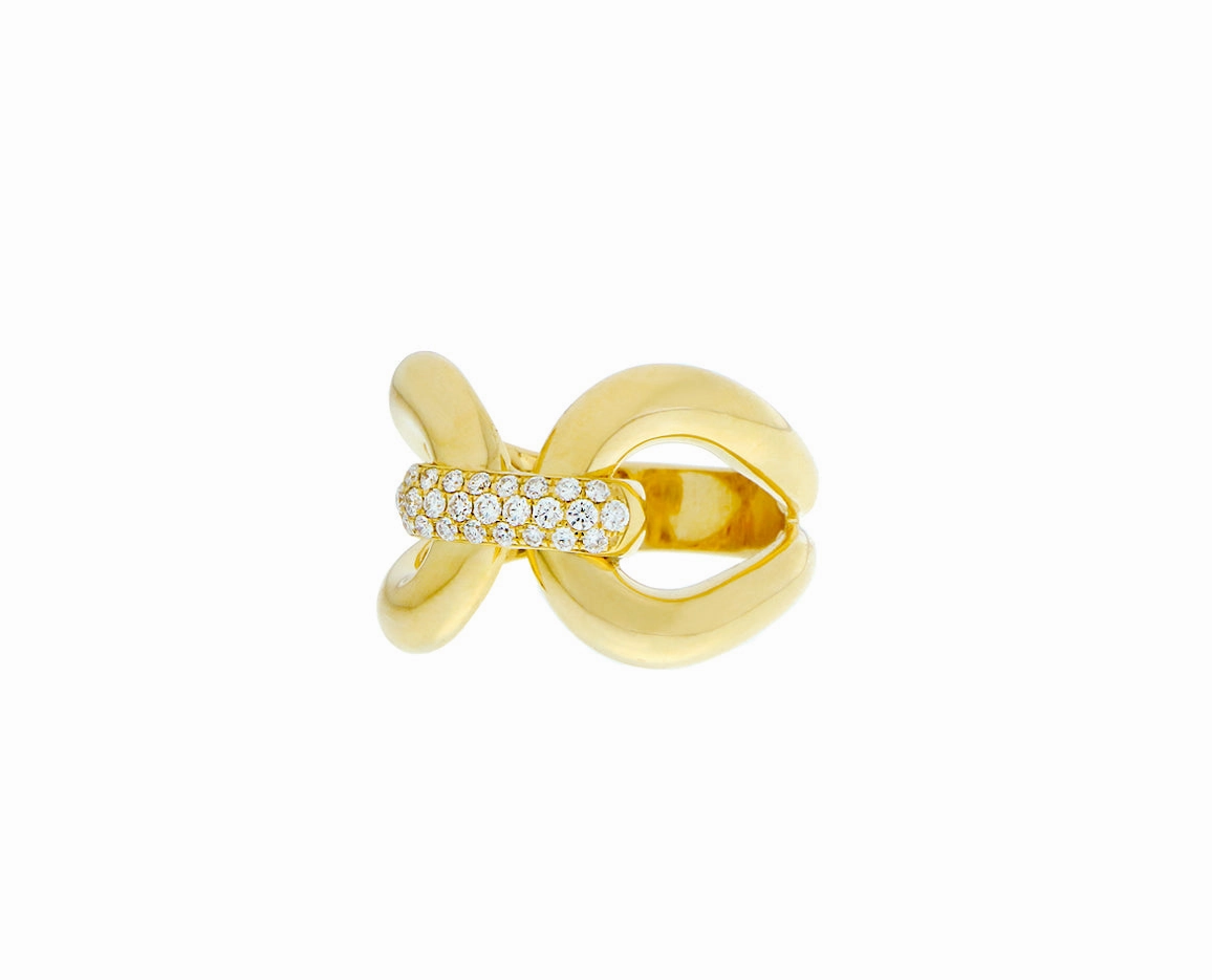 Yellow gold and diamond ring
