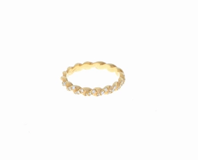 Yellow gold and diamond twisted ring