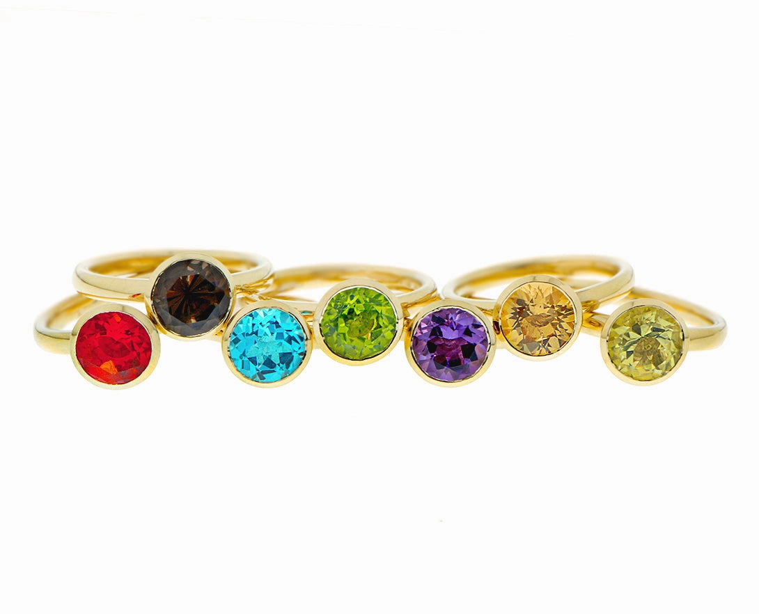 Yellow gold and gemstone rings