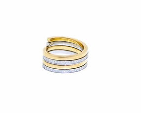 Yellow gold and white gold diamond 2-in-1 ring