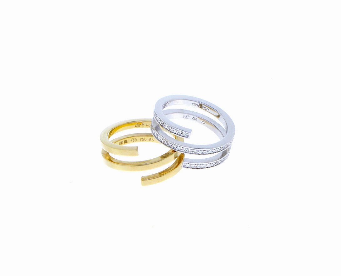 Yellow gold and white gold diamond 2-in-1 ring