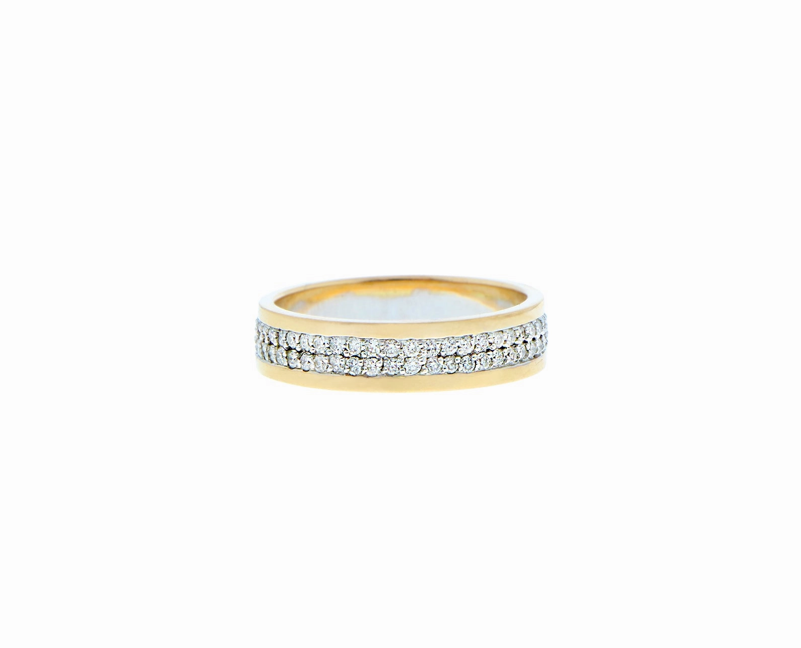 Yellow gold and white gold ring with diamonds