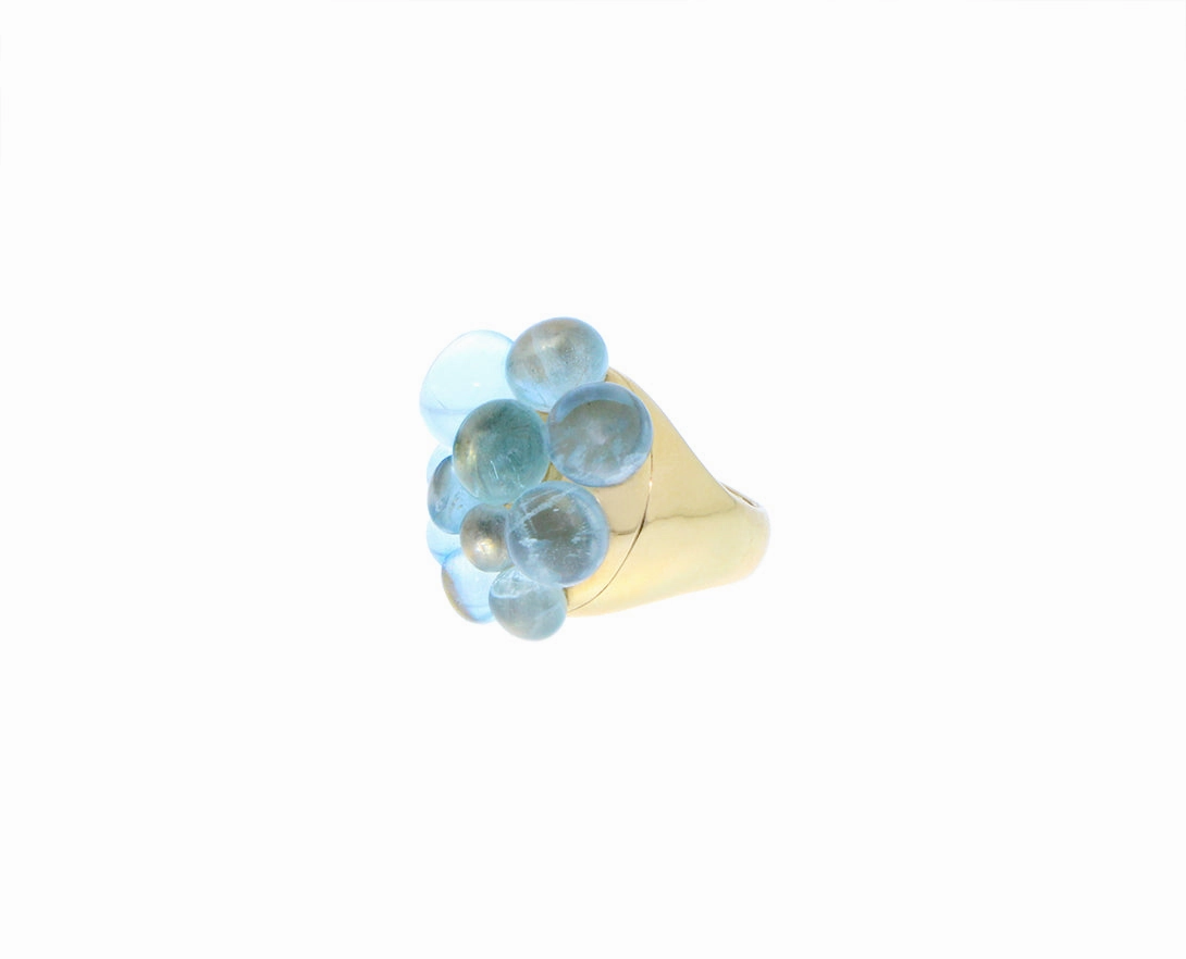 Yellow gold aquamarine Cluster Ring