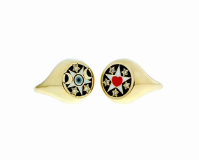Yellow gold diamond and enamel Ring