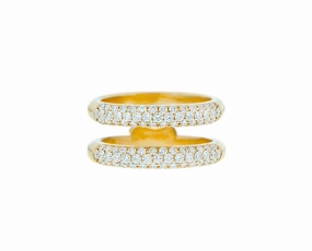 Yellow gold double diamond ring