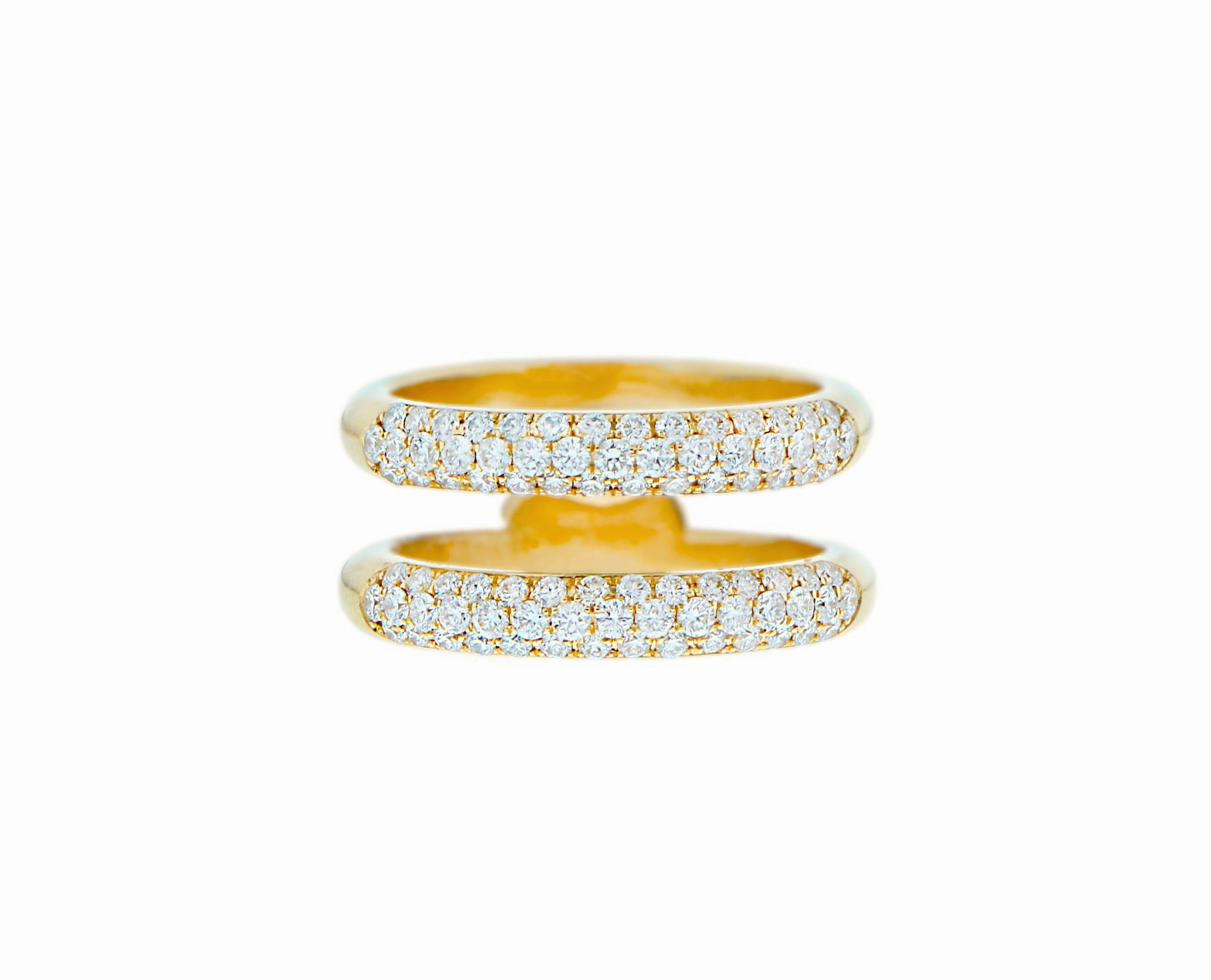 Yellow gold double diamond ring