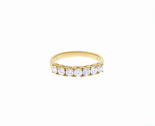 Yellow gold half diamond alliance ring