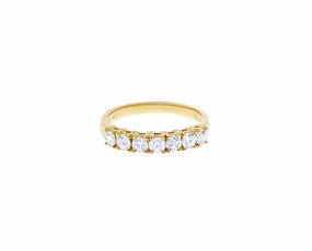 Yellow gold half diamond alliance ring