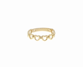 Yellow gold heart chain ring