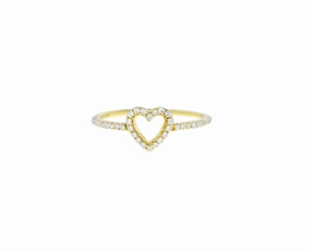 Yellow gold heart ring with diamonds