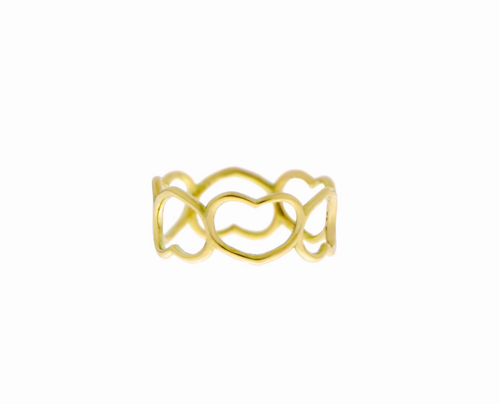 Yellow gold ring hearts