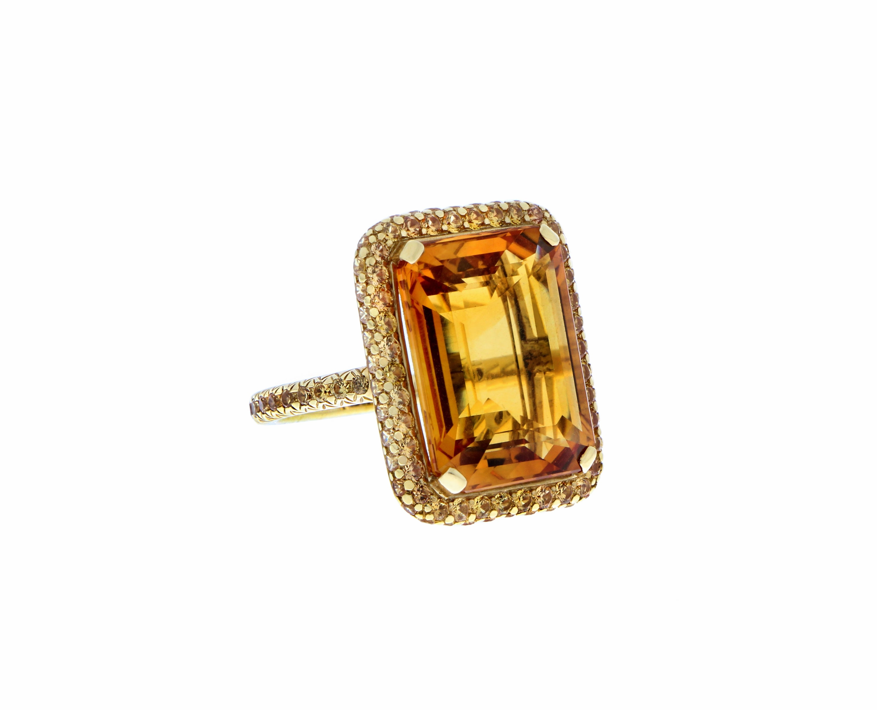 Yellow gold ring with a citrine and yellow sapphire