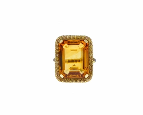 Yellow gold ring with a citrine and yellow sapphire