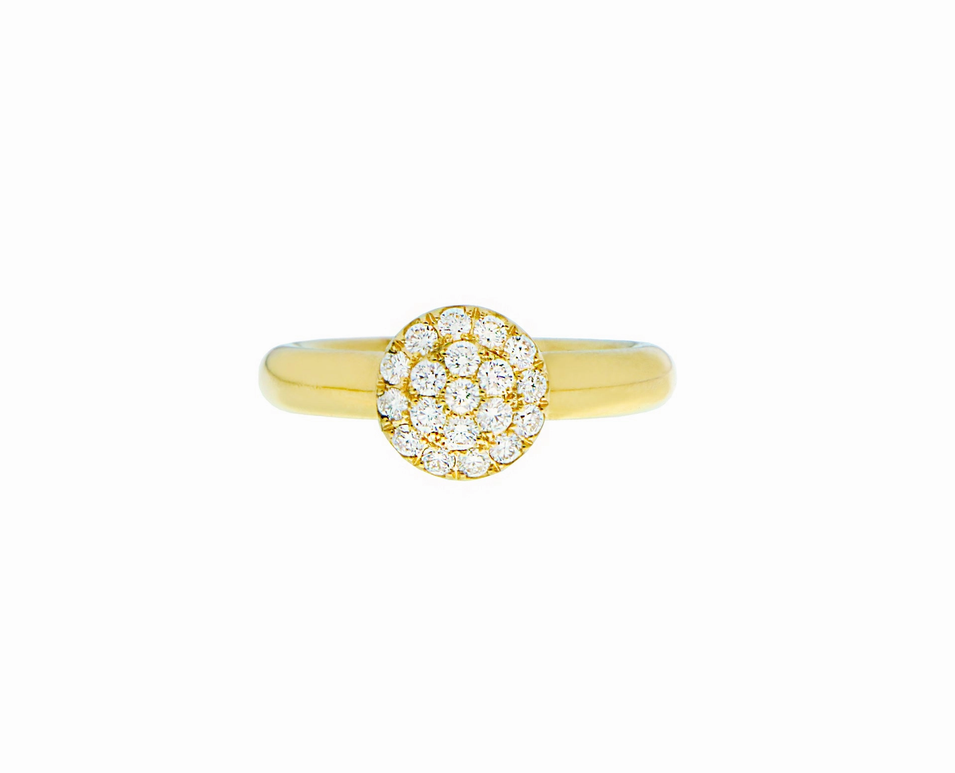 Yellow gold ring with a diamond circle