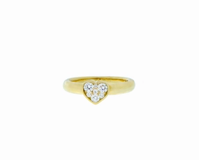 Yellow gold ring with a diamond heart