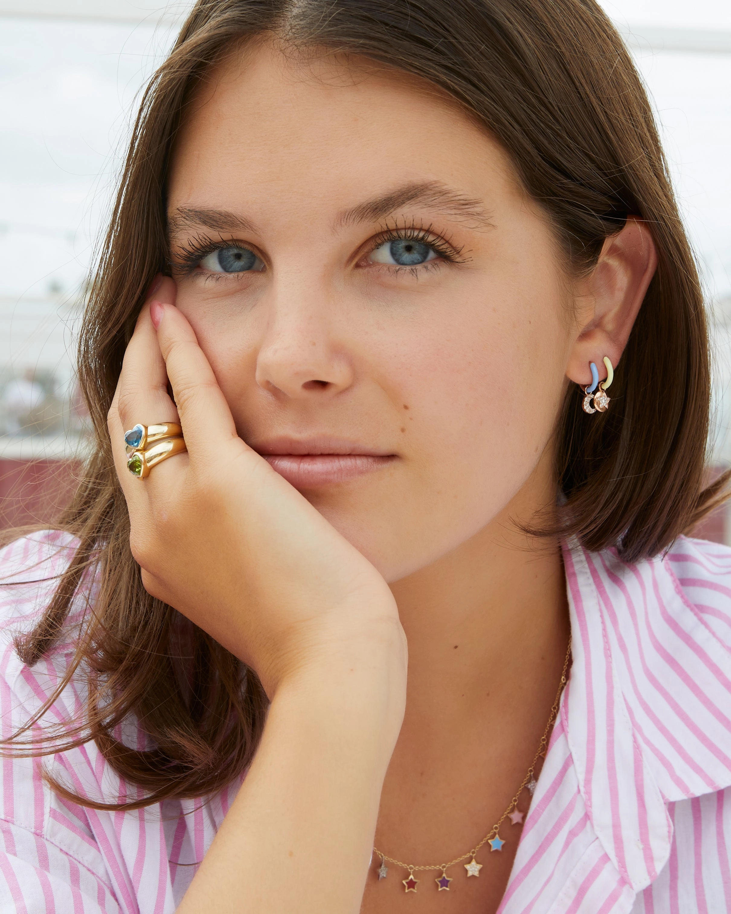 Yellow gold ring with a heart shaped green tourmaline, topaz or garnet