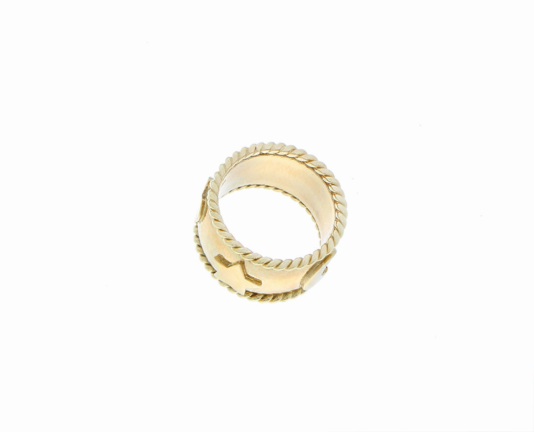 Yellow gold ring with heart moon and star symbols