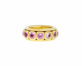 Yellow gold ring with pink sapphire 'TANGO'