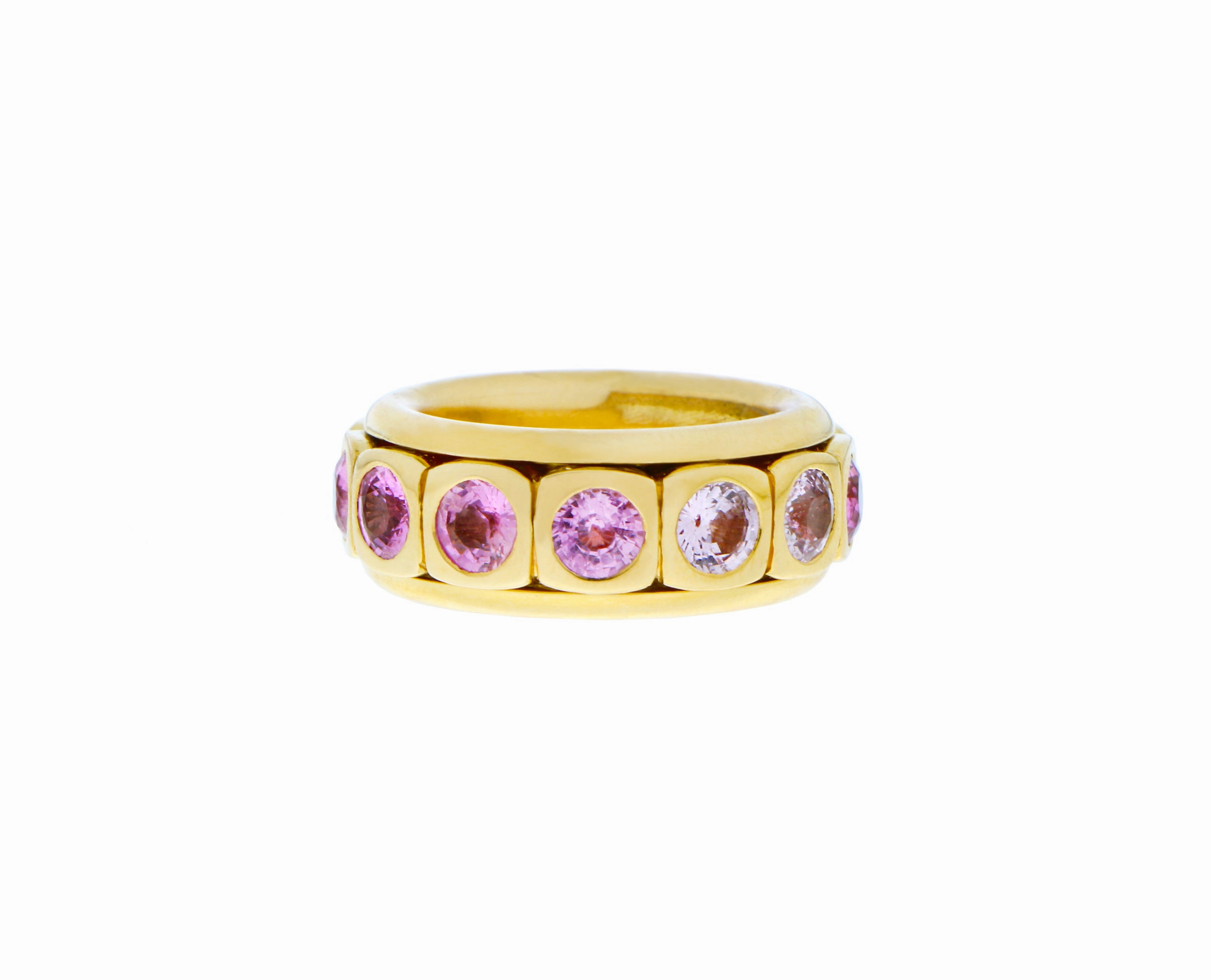 Yellow gold ring with pink sapphire 'TANGO'