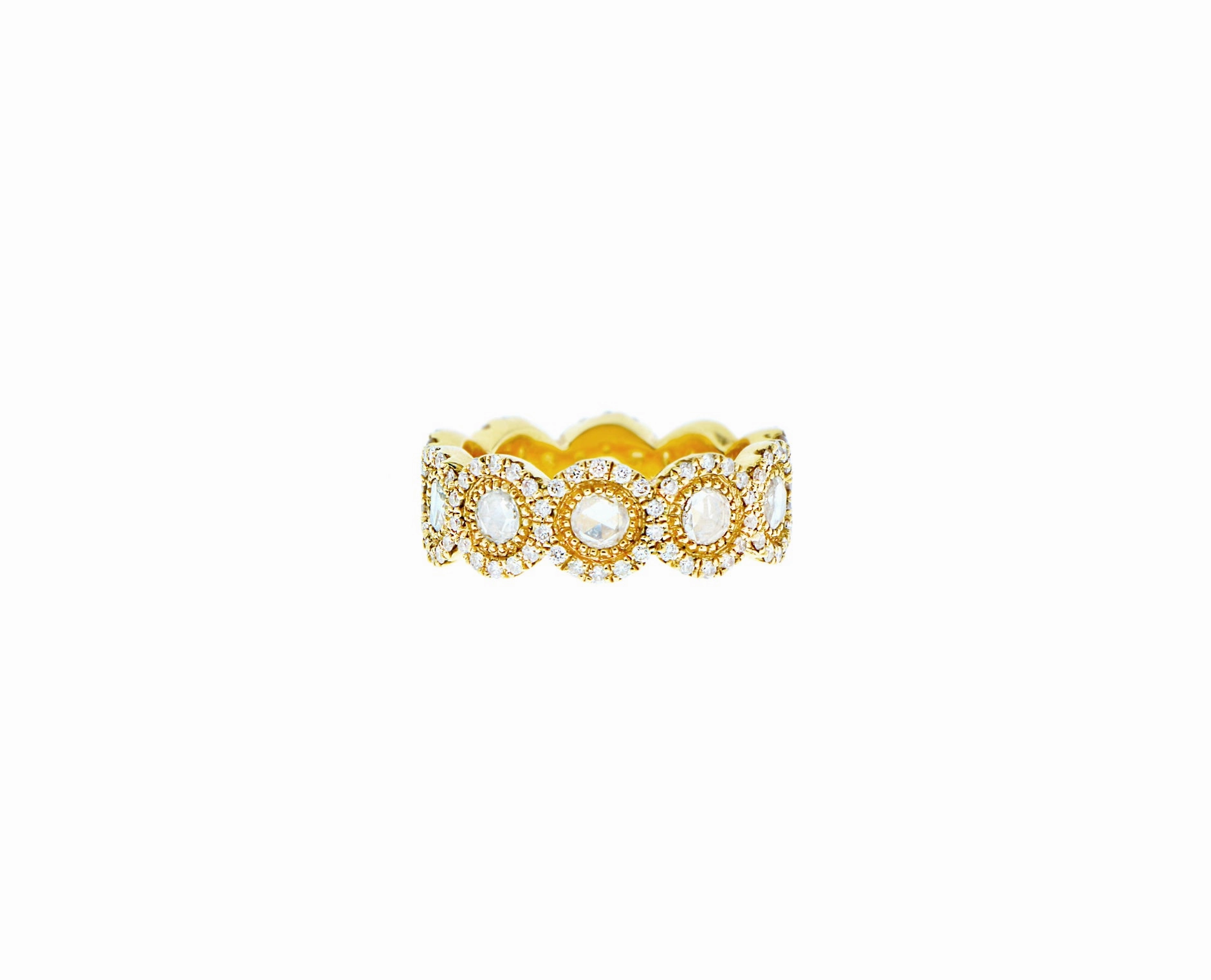 Yellow gold ring with rose cut diamonds