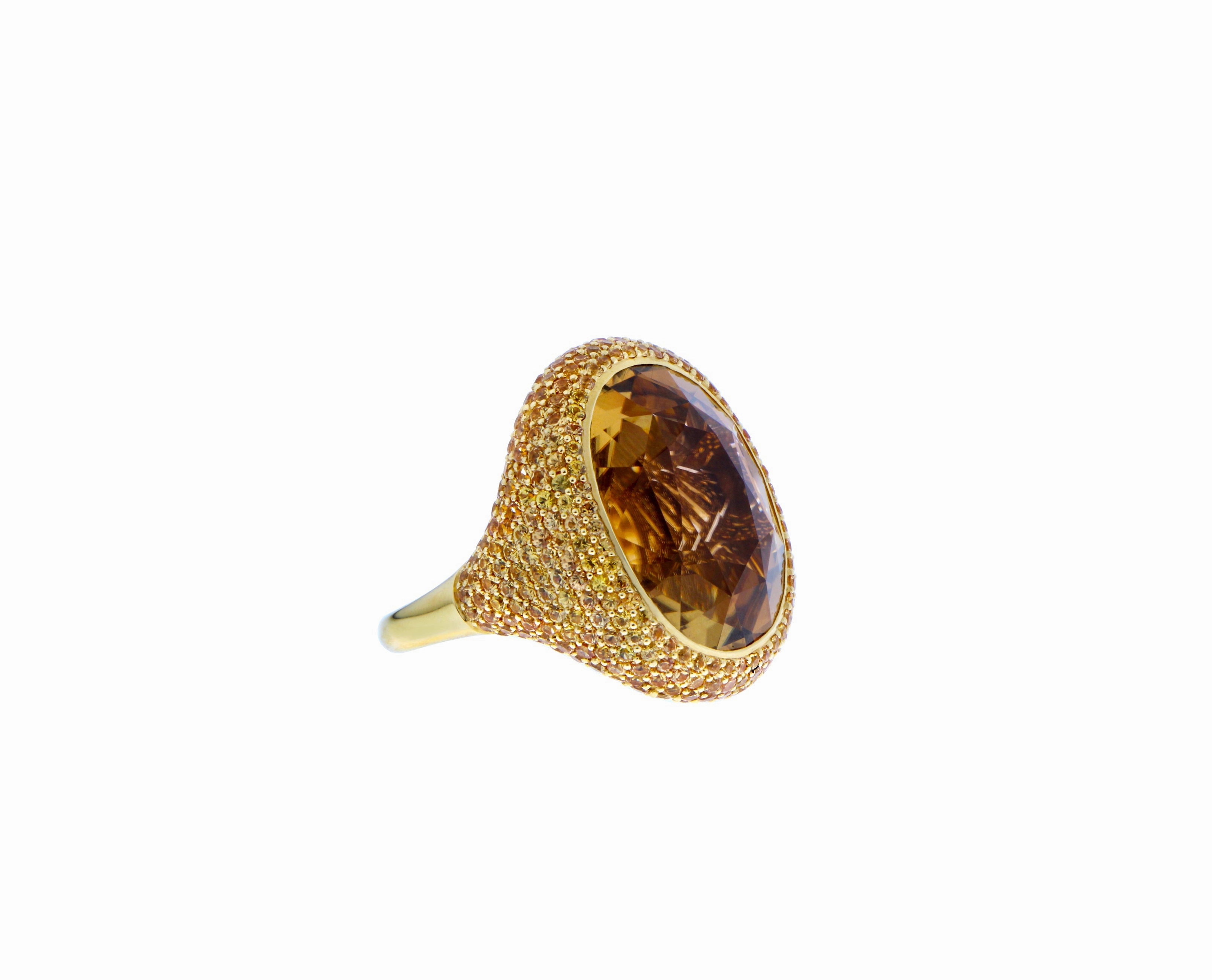 Yellow gold ring with tourmaline and yellow sapphire