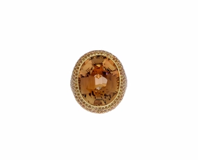 Yellow gold ring with tourmaline and yellow sapphire