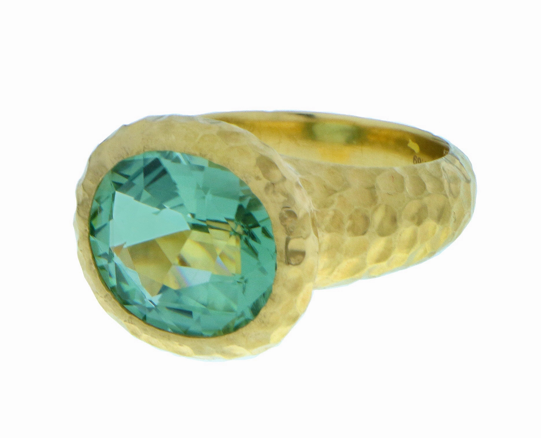 Yellow gold rings with peridot and tourmaline