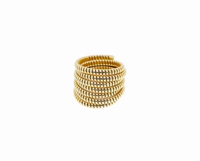 Yellow gold tubo ring seven times around