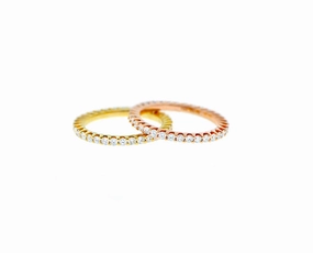 Yellow or rose gold diamond alliance ring