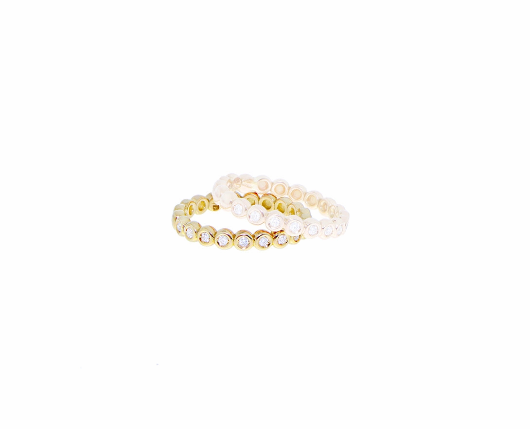 Yellow or rose gold half alliance diamond ring of small rounds