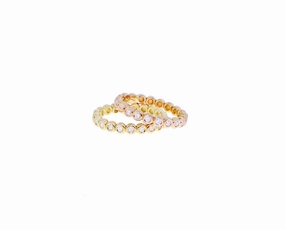 Yellow or rose gold half alliance diamond ring of small rounds