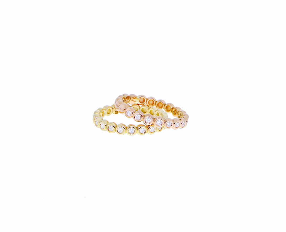 Yellow or rose gold half alliance diamond ring of small rounds