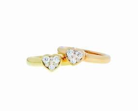 Yellow or rose gold ring with a diamond heart