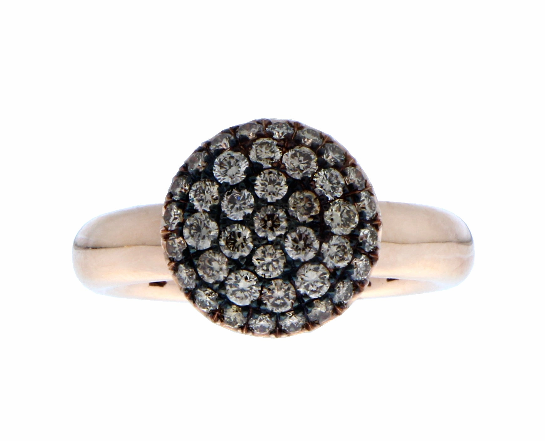 Yellow or rose gold ring with diamonds or brown diamonds