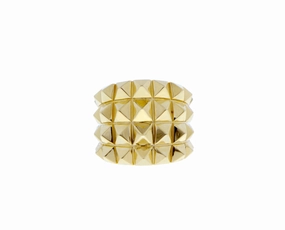 Yellow or rose gold ring with four rows of studs