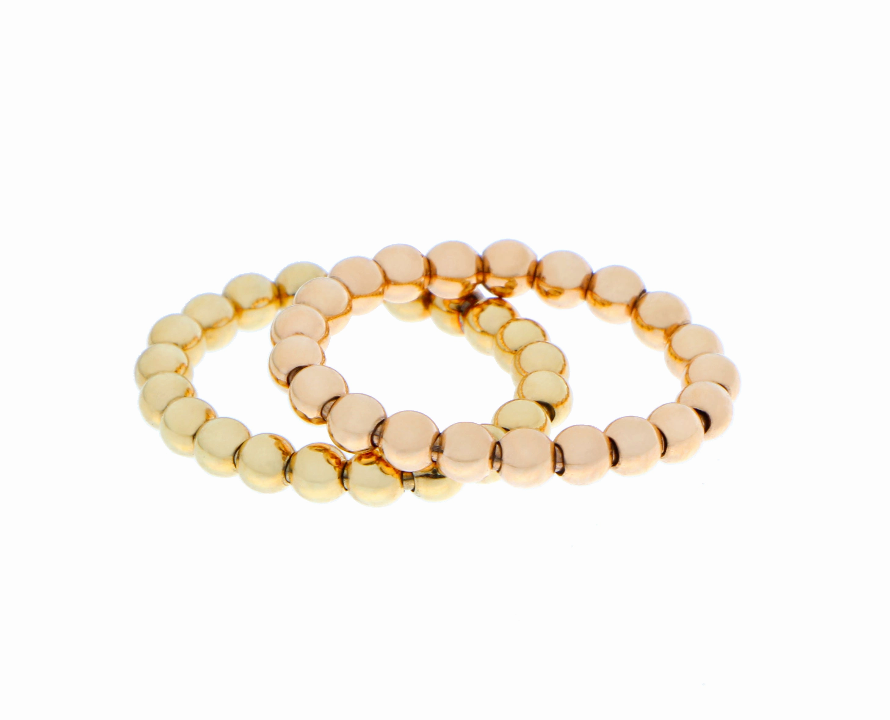 Yellow or rose gold tiny ball stretch ring