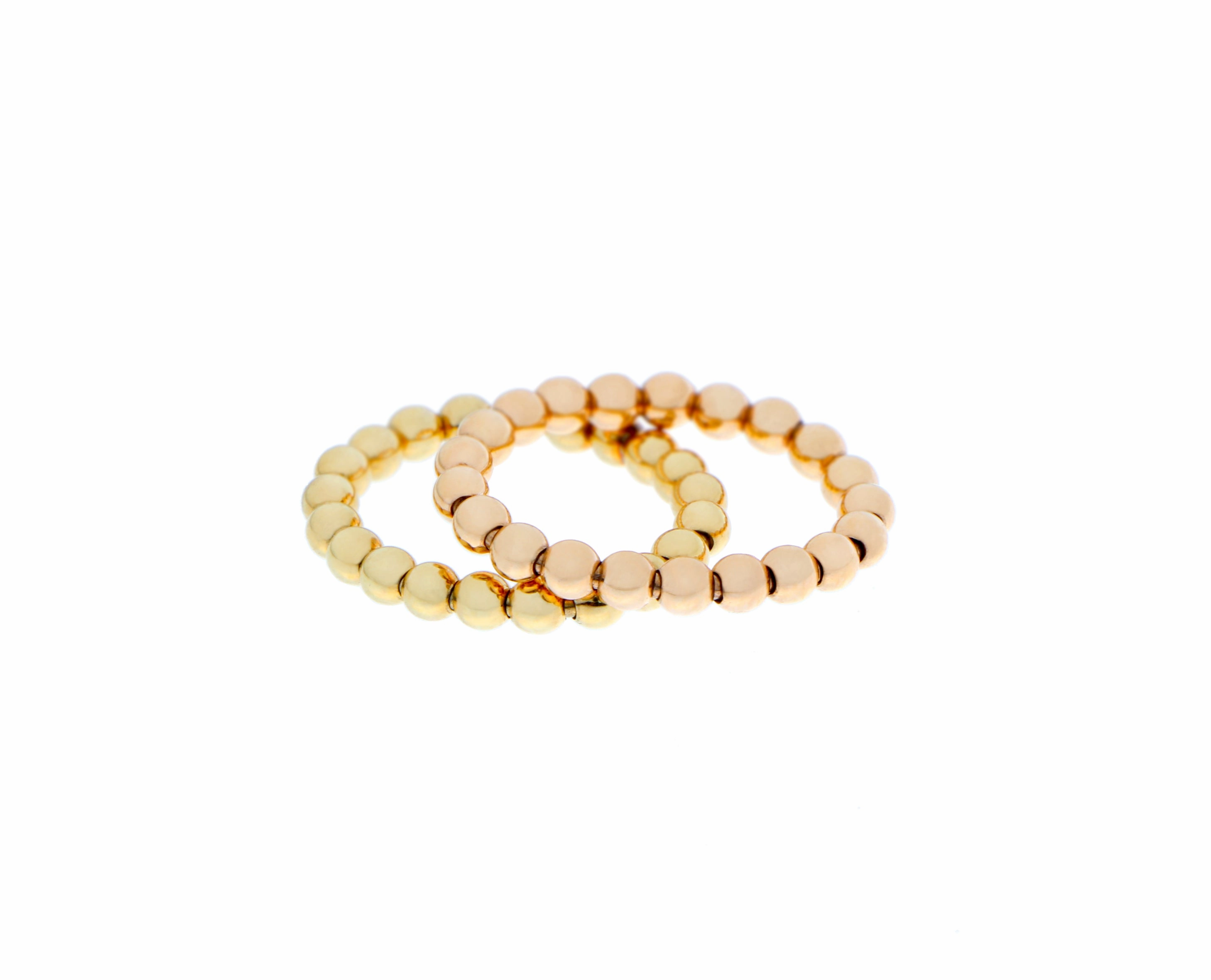 Yellow or rose gold tiny ball stretch ring