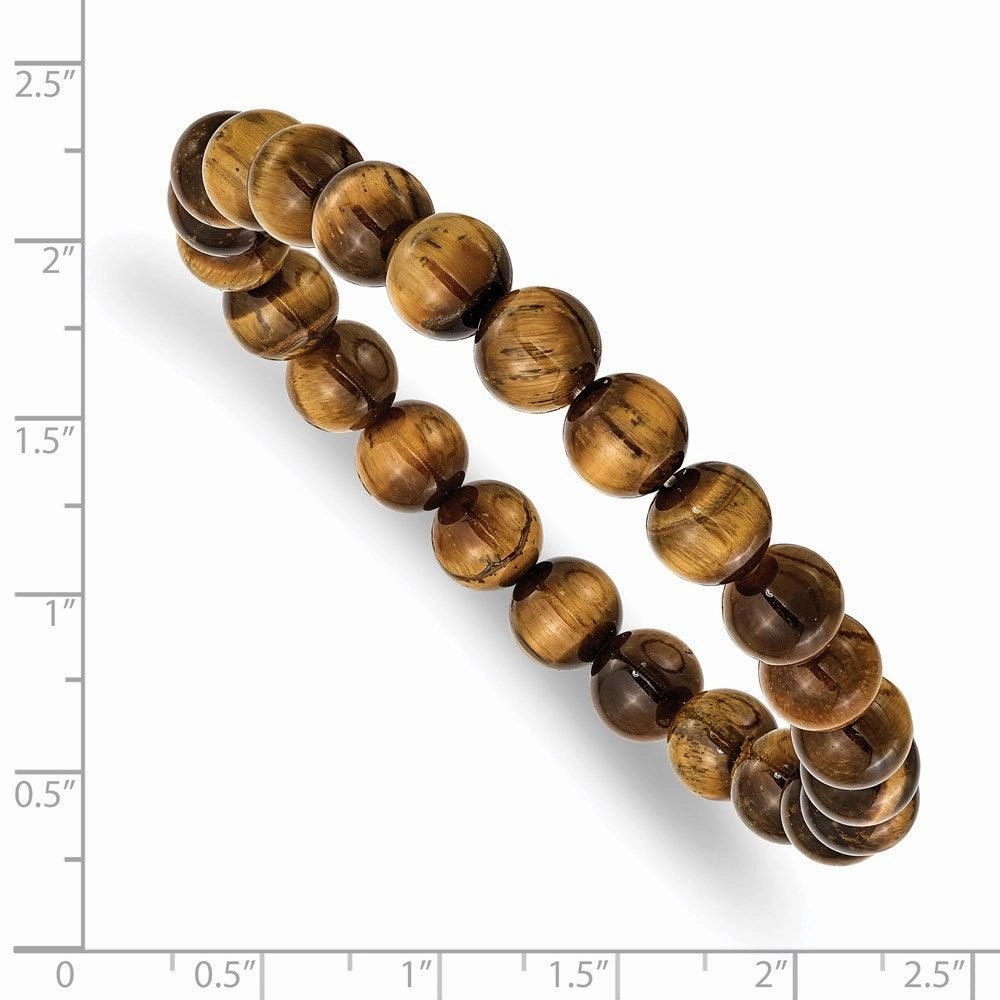 Yellow Tiger's Eye Agate Beaded Stretch Bracelet
