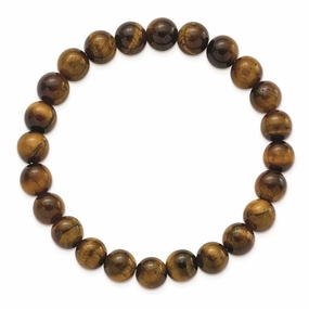Yellow Tiger's Eye Agate Beaded Stretch Bracelet
