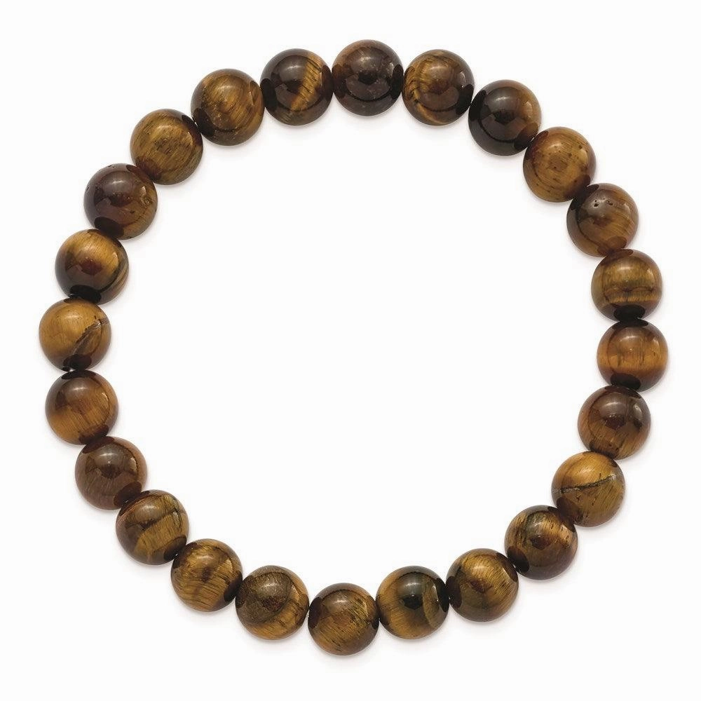 Yellow Tiger's Eye Agate Beaded Stretch Bracelet
