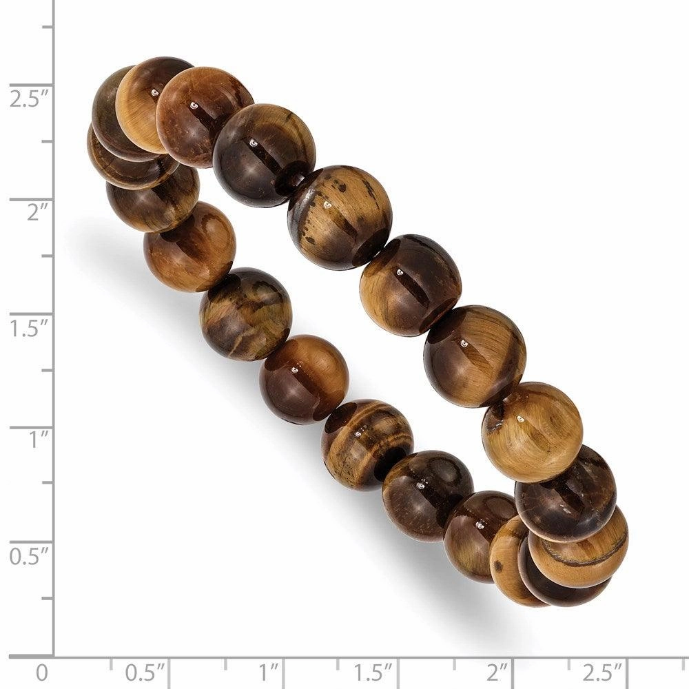 Yellow Tiger's Eye Agate Beaded Stretch Bracelet